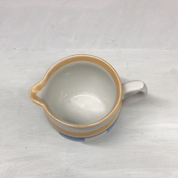 VINTAGE Czechoslovakia Pottery Creamer with Blue and Red Checks Art Deco 0415 - Picture 5 of 6